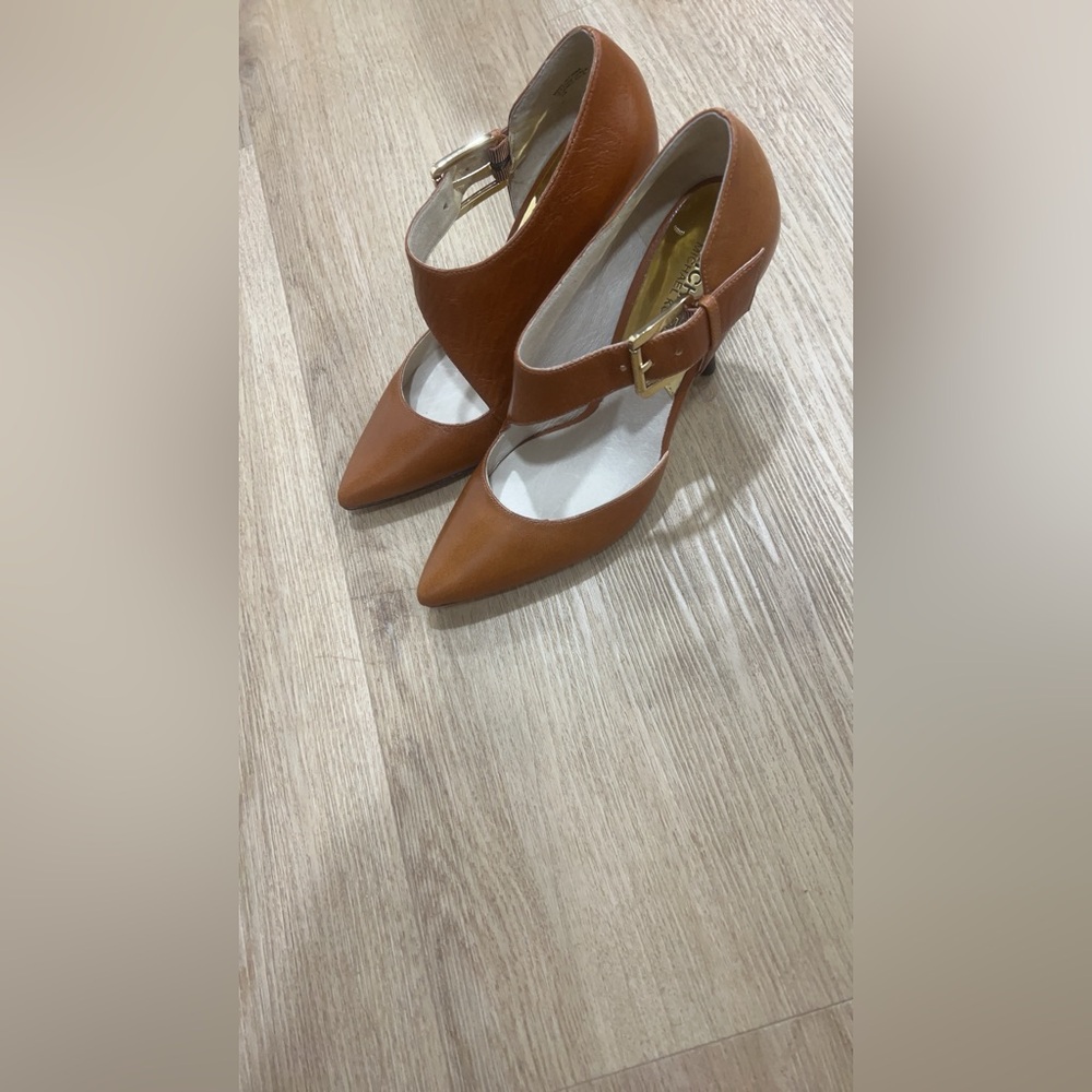 MICHAEL Michael Kors Woman's Adriana Mid Ankle-Strap Sandal Luggage, Size:7